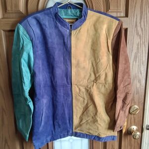 Vintage Colorblock Suede Jacket for Men